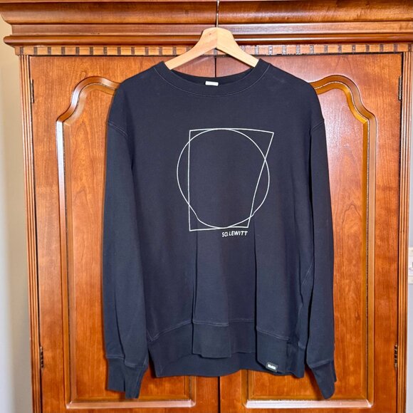 Uniqlo UT x MoMA Sol LeWitt Black Graphic Crewneck Sweatshirt Size L 100% Cotton - Picture 1 of 8
